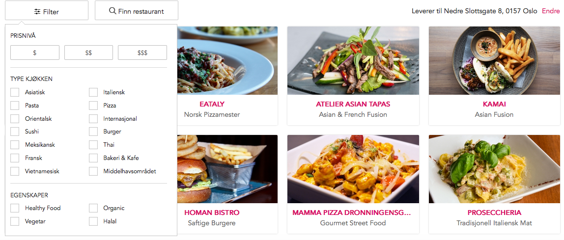 bilde Foodora-hjemmeside